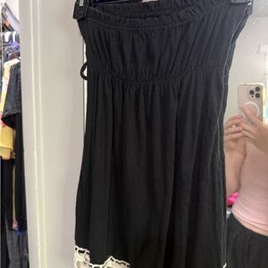 Derek Heart Black Lace-Trimmed Strapless Dress